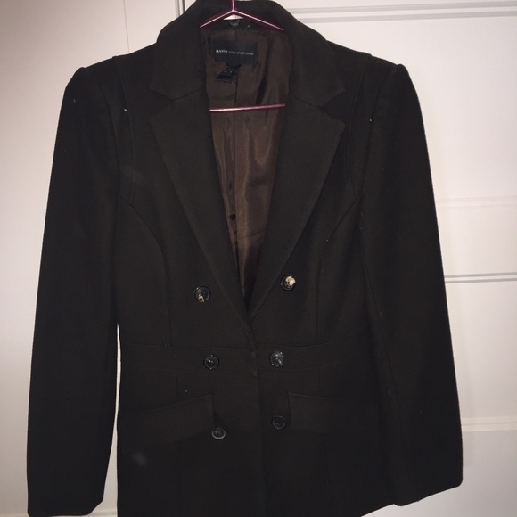 Wool green blazer with brown buttons - Picture 1 of 3